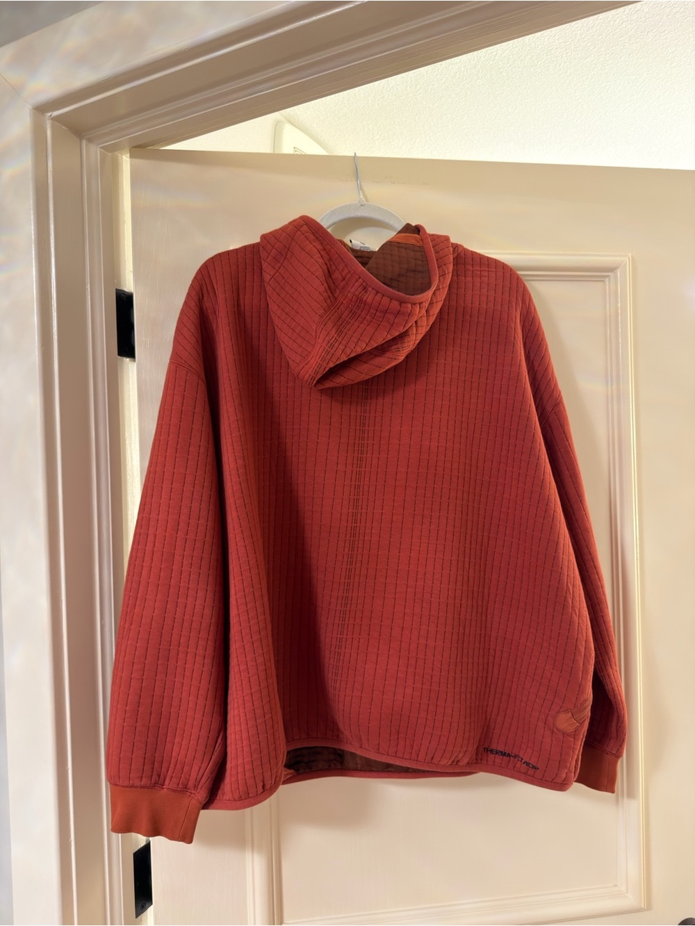 Nike Rust Red Ribbed Hooded Pullover - Picture 3 of 3